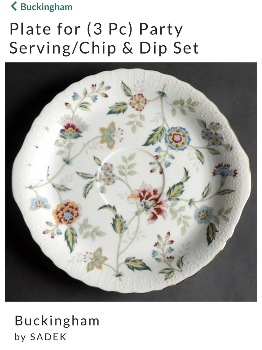 2 piece Party Serving/Chip & Dip Set Buckingham andrea by SADEK